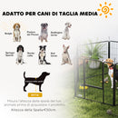 Recinto per Cani a 6 Pannelli Modulabili da 80x1,5x80A cm con Porta di Ingresso in Acciaio Nero    