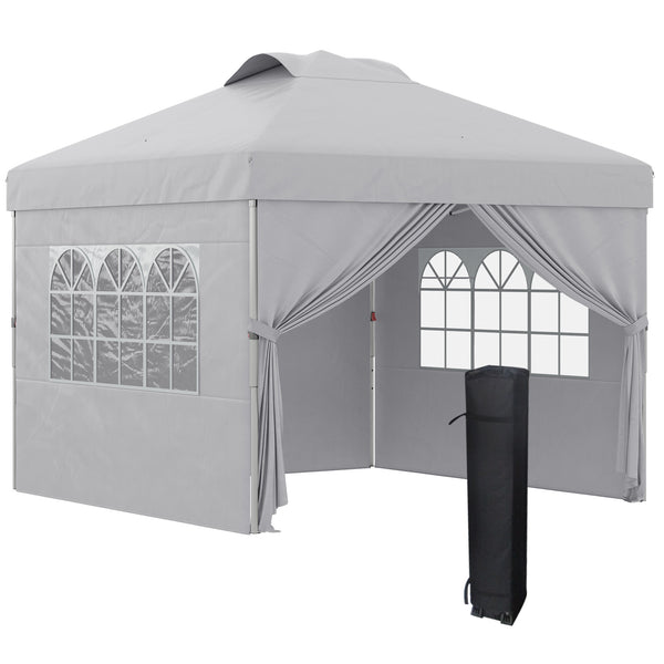 Gazebo da Giardino 297x297x284 cm con Altezza Regolabile su 3 Livelli e Finestre Grigio Chiaro prezzo