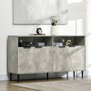 Credenza 147x40x83 cm con Armadietti a 2 Ante e Mensole Regolabili Effetto Marmo Grigio