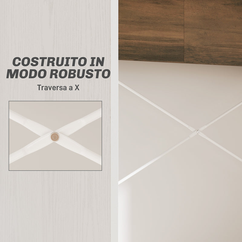 Scrivania PC Moderna 110x50x102,6 cm con Piano Rialzato Bianco e Noce   