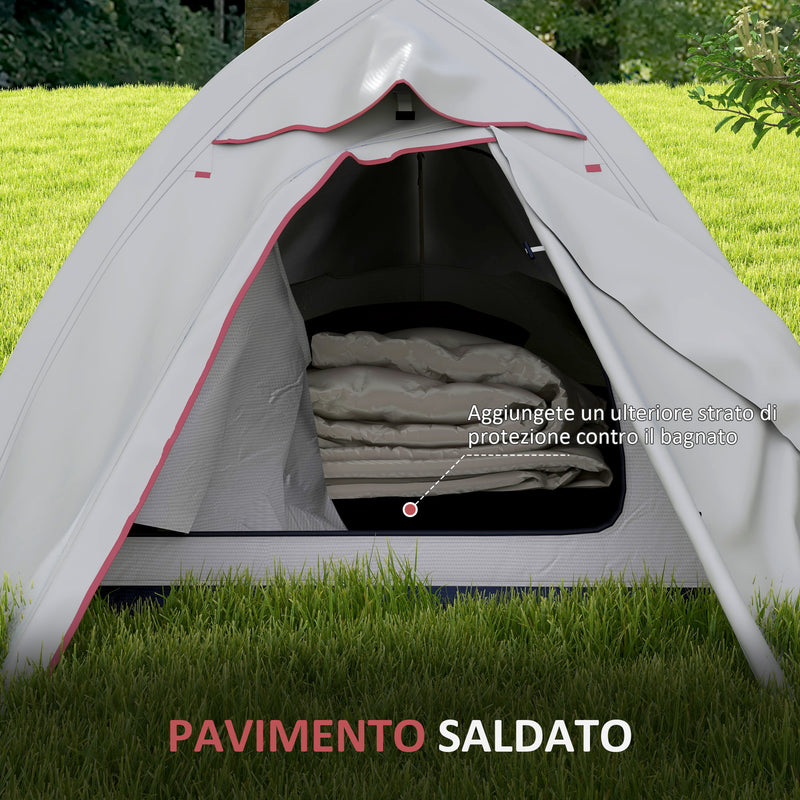 Tenda da Campeggio con Borsa da Trasporto 300x135x110 cm in Poliestere e Alluminio Grigio Chiaro