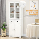Credenza da Cucina Alta con 2 Armadietti e Cassetto 60x30x160 cm Bianco  