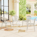 Set 4 Sedie da Giardino 57x54x78 cm Impilabili con Schienale Alto in PP Bianco