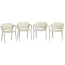 Set 4 Sedie da Giardino Design Moderno 60x56x75 cm Impilabili in PP Bianco 