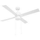Ventilatore da Soffitto con Luce LED Ø130 cm 3 Velocità e Motore Reversibile Bianco e Legno