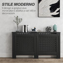 Copritermosifone Traforato a Croce con Ripiano e Fissaggio a Muro 152x19x82 cm in Legno MDF Nero 