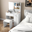 Consolle Trucco con Specchio e Sgabello 80x40x132 cm Bianco   