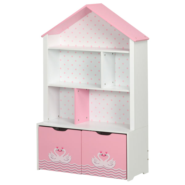 Scaffale Portagiochi per Bambini 78,5x34x127,5 cm con Ripiani Aperti e Cassetti Rosa sconto