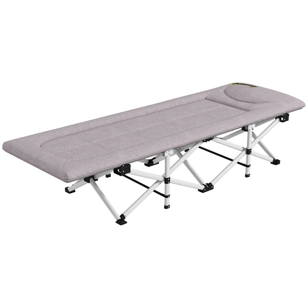 acquista Brandina per Campeggio con Poggiatesta e Tasca 200x65x42 cm in Acciaio e tessuto Oxford Grigio