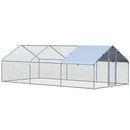 Pollaio Gabbia per Galline 600x303,5x195 cm in Metallo con Copertura in Tessuto Oxford Argento