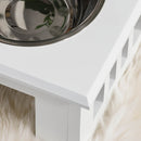 Ciotole Rialzate per Cani Piccoli e Taglia Media con 2 Ciotole in Acciaio Supporto in MDF Bianco  