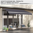 Telo di Ricambio per Tenda a Bracci Retrattile 347x290 cm  in Poliestere Anti UV Grigio  