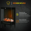 Camino Elettrico 2000W 40,5x20x62 cm con LED Effetto Fiamma Nero