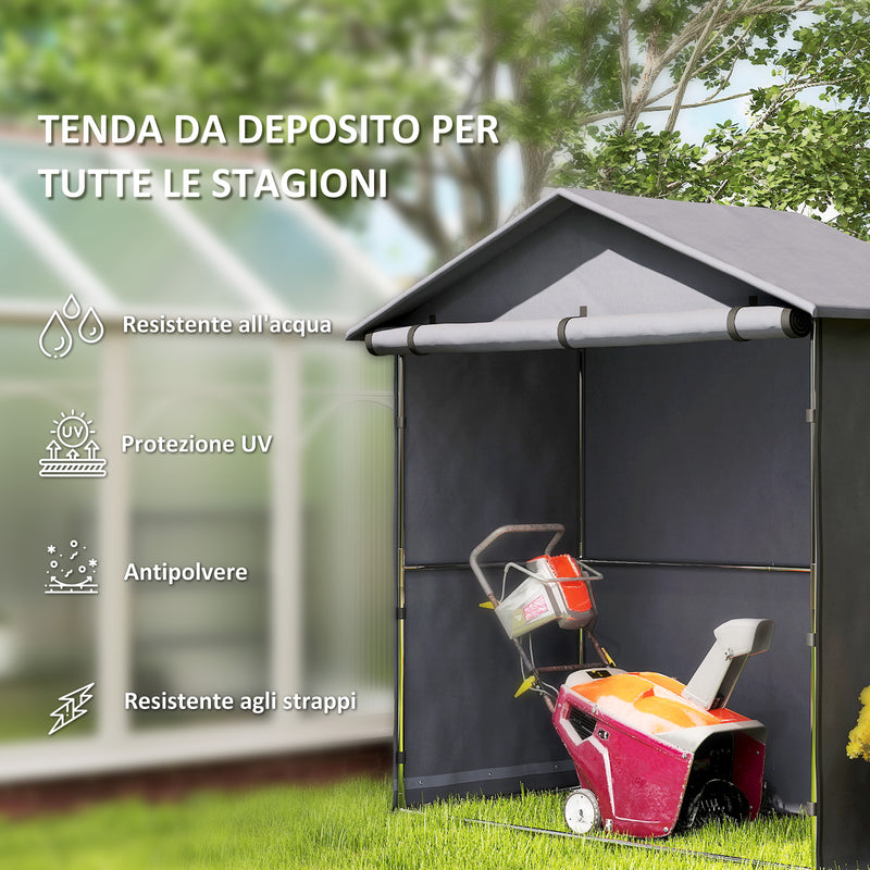 Tenda Garage per Bici e Moto Capanno da Giardino con Porta Avvolgibile 112x200x200 cm Grigio Scuro  