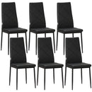 Set 6 Sedie da Pranzo Moderne Schienale Alto Cuciture a Diamante 41x50x97 cm Nero  