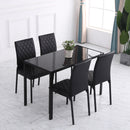 Set 4 Sedie da Pranzo in Finta Pelle Effetto Diamantato Nero   
