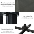 Ombrellone da Giardino Decentrato 245x245x248 cm in Alluminio Grigio