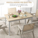 Tavolo da Pranzo 4 Posti con Piedini Antiscivolo 120x75x75 cm in Legno di Pino Naturale e Bianco-4