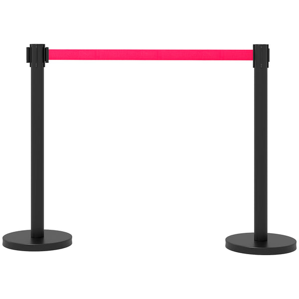 prezzo 2 Colonnine Tendinastro di 2 m in Acciaio Inox Nero  Ø32x90 cm Nastro Rosso