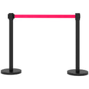 2 Colonnine Tendinastro di 2 m in Acciaio Inox Nero  Ø32x90 cm Nastro Rosso