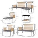 Set Salotto da Giardino Divano con Chaise Longue Poltrona e Tavolino in Rattan Grigio   