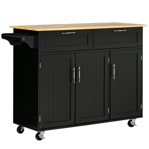 Carrello da Cucina 121x46x91 cm 2 Cassetti 3 Ante con Ruote Nero online