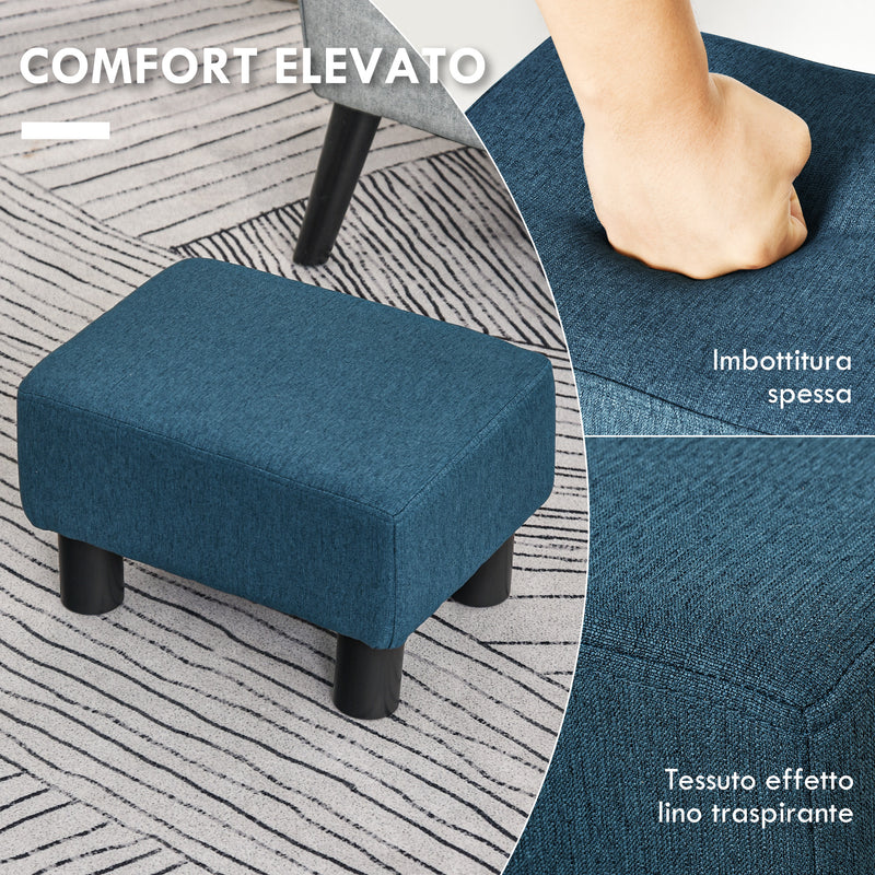 Pouf Poggiapiedi Imbottito 40x30x24 cm Rettangolare Blu Scuro  