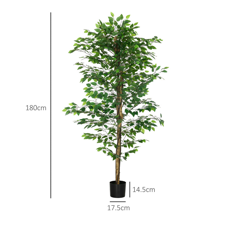 Pianta Artificiale di Ficus con Vaso per Interni ed Esterni 180 cm Verde 