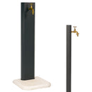 Fontana da Giardino Design a Colonna Ovale Rubinetto in Ottone con Base in Cemento Antracite  