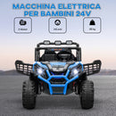 Macchina Elettrica per Bambini a 2 Posti Doppio Motore 24V 3 Velocità Blu   