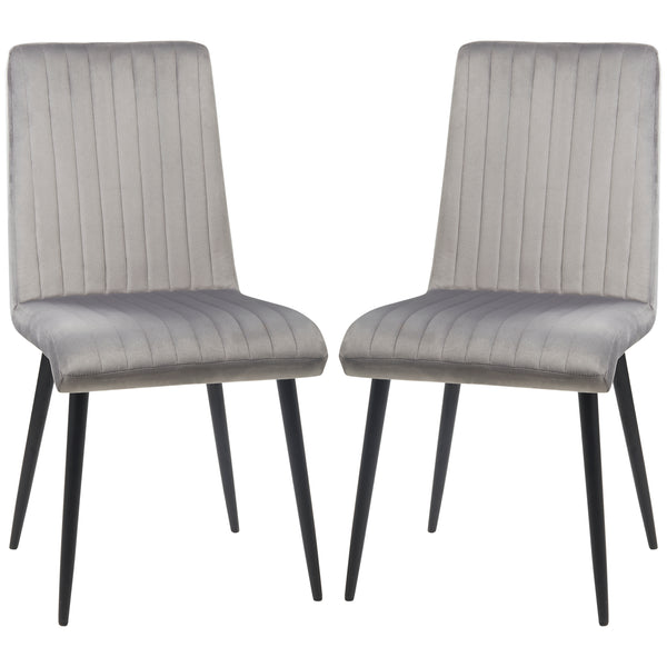 Set 2 Sedie Imbottite 43x58x90 cm in Tessuto Grigio e Nero sconto