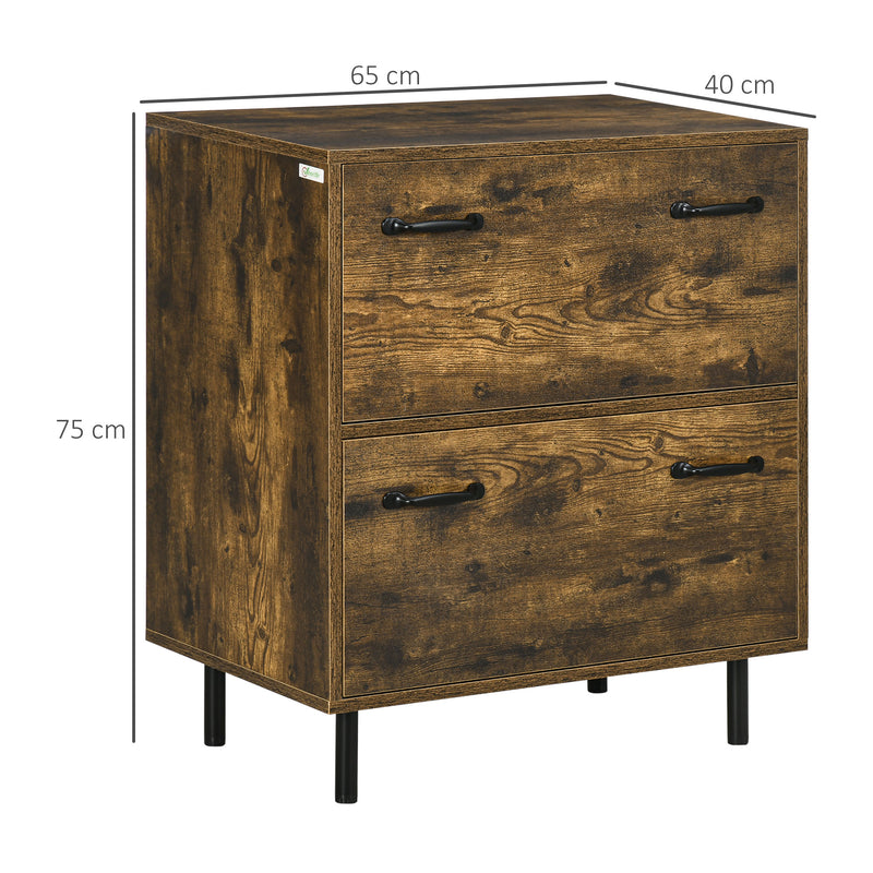 Cassettiera 2 Cassetti 65x40x75 cm in Truciolato Marrone