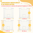 Cancelletto di Sicurezza per Animali con Estensioni 76-104 cm Porta per Gatti Bianco 