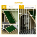 Gabbia per Conigli 78x52,5x76,5 cm in Truciolato Acciaio e PVC Rovere