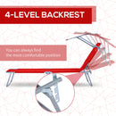 Lettino Prendisole da Giardino Pieghevole con Tettuccio Regolabile e Schienale Reclinabile a 4 Livelli   Rosso