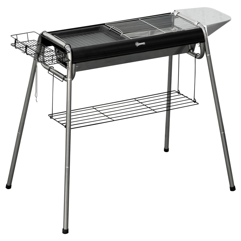 Barbecue a Carbone Carbonella 96x61x72 cm in Acciaio Nero