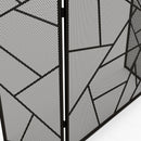 Parascintille con Antine 135x1,2x85 cm Pieghevole a 3 Pannelli Design Geometrico in Acciaio Nero