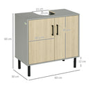 Mobile Sottolavello da Bagno 60x30x60 cm 2 Ante in Truciolato Grigio e Quercia