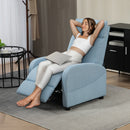 Poltrona Relax Reclinabile 165° 69x85x100 cm in Tessuto Effetto Lino Azzurro 