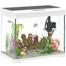 Acquario per Pesci Rossi 17L con Luci LED 35x21x31 cm Pompa d'Acqua e Sistema di Filtraggio Bianco   