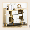 Mobile Credenza 3 Cassetti 90x32x80A cm in Truciolato e Legno di Pino Bianco