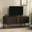 Mobile TV max 55” 120x39x50 cm con 2 Armadietti in Legno e Metallo Marrone e Oro