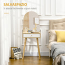 Consolle Trucco 50,5x41x134,5 cm con Specchio e Cassetto in Truciolato Naturale