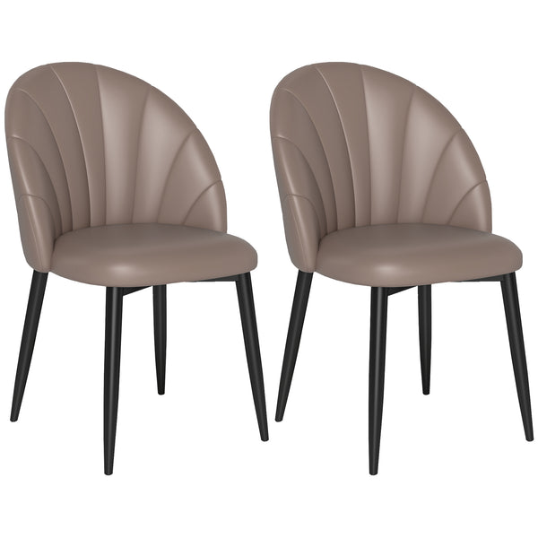 Set 2 Sedie da Pranzo Schienale a Conchiglia in Pelle PU Marrone online