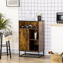 Mobile Multiuso con Portabottiglie 60x40x100 cm in Metallo Vetro e Truciolare Marrone