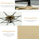 Ombrellone da Giardino Decentrato Ø295x194 cm in Acciaio e Poliestere Marrone chiaro e crema