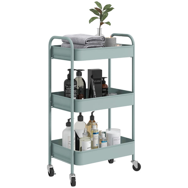 acquista Carrello da Cucina a 3 Livelli 45x30,6x79 cm in Acciaio Azzurro