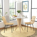 Set 2 Sedie per Cucina e Soggiorno Stile Boho 45x57x83 cm in Rattan PE e Acciaio Giallo