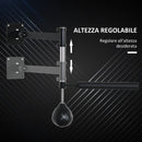 Speed Bag a Parete per Boxe e MMA ad Altezza Regolabile con Asta 79x72x20 cm in Acciaio e PU Nero