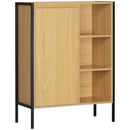 Mobiletto da Bagno 3 Ripiani e Armadietto 60x28x80 cm in Truciolato e Acciaio Legno e Nero